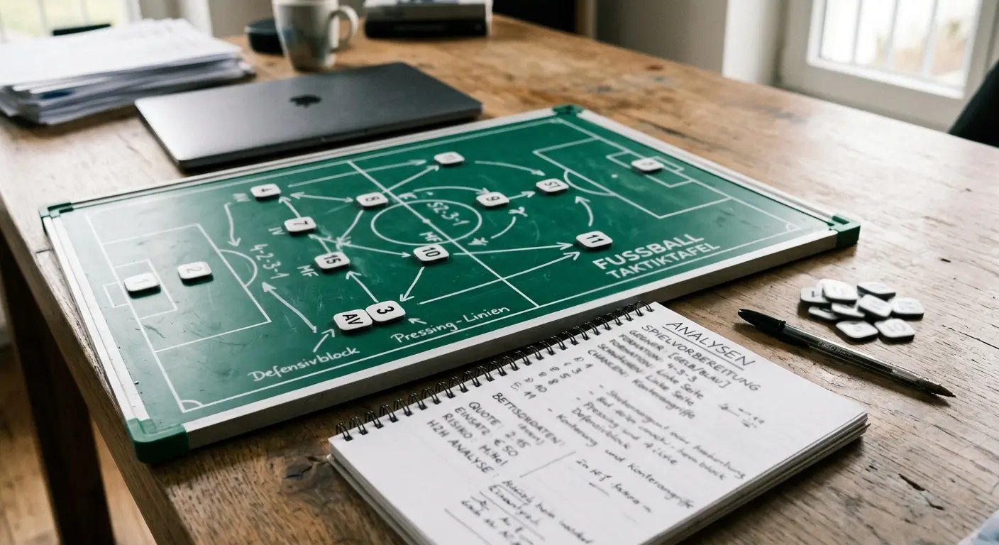 Nahaufnahme einer taktischen Analyse mit Spielfeld-Grafik und Quoten-Notizen zum WM-Achtelfinale