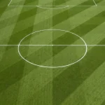 Fußballfeld mit Mittelkreis und frisch gemähtem Rasen in einem WM-Stadion für die Gruppe E Analyse