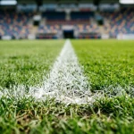 Fußballrasen mit weißen Linienmarkierungen in einem großen WM-Stadion für die Gruppe H Analyse