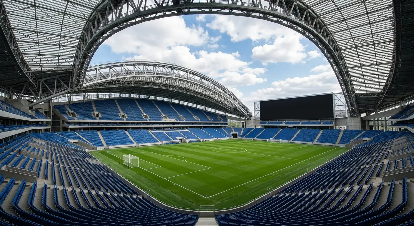 Fußballstadion AT&T Stadium in Dallas mit Rasenfeld und Tribünen für die WM 2026 Gruppe J mit Österreich