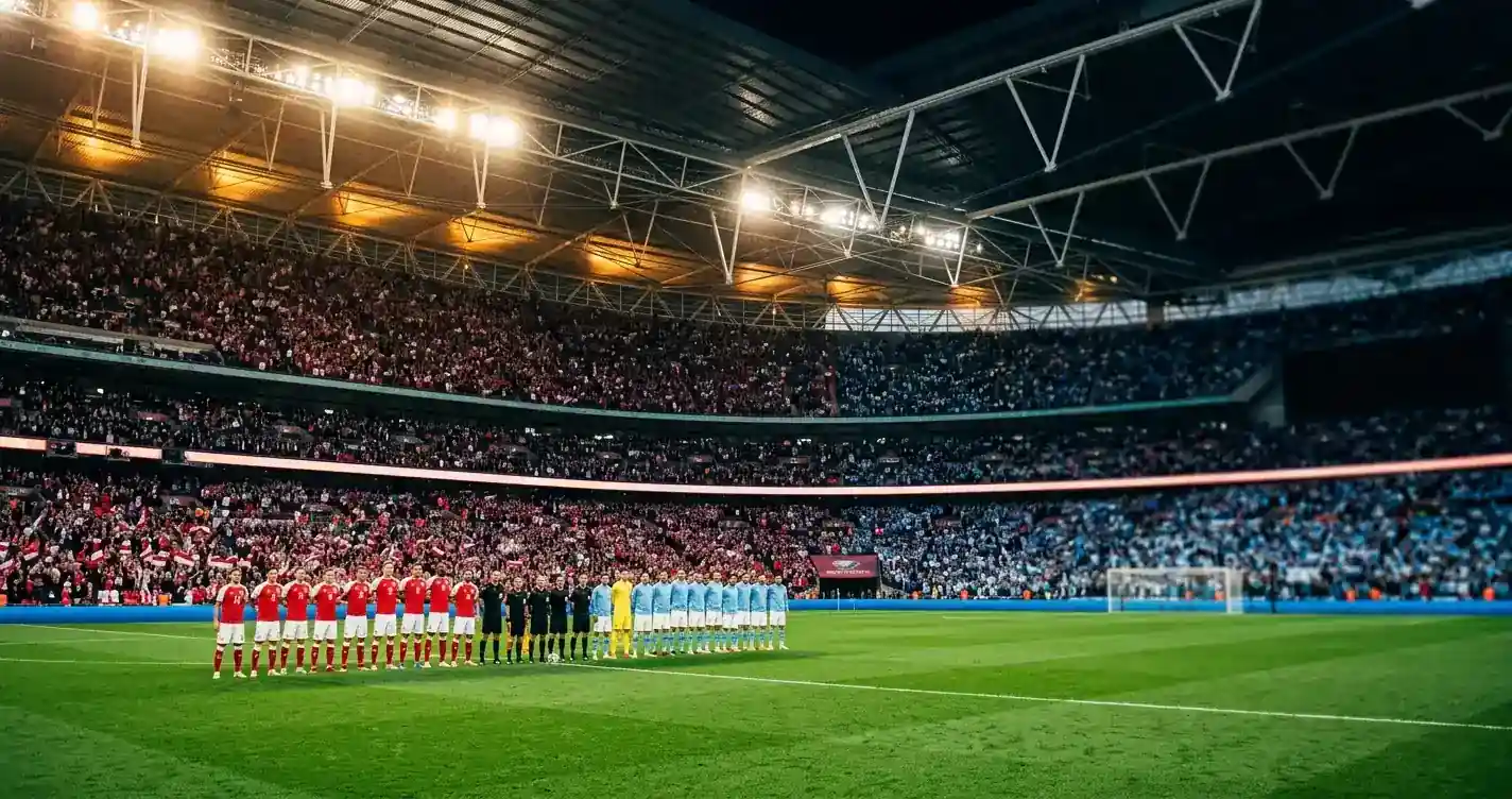 Symbolbild England Argentinien Halbfinale WM 2026 – Trikots Seite an Seite unter Flutlicht
